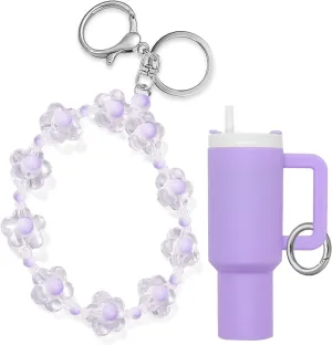 Handmade Wristlet Keychain, Key Ring Bracelet for Women, Bangle Key Chain Holder,Silicone Beads Key Ring