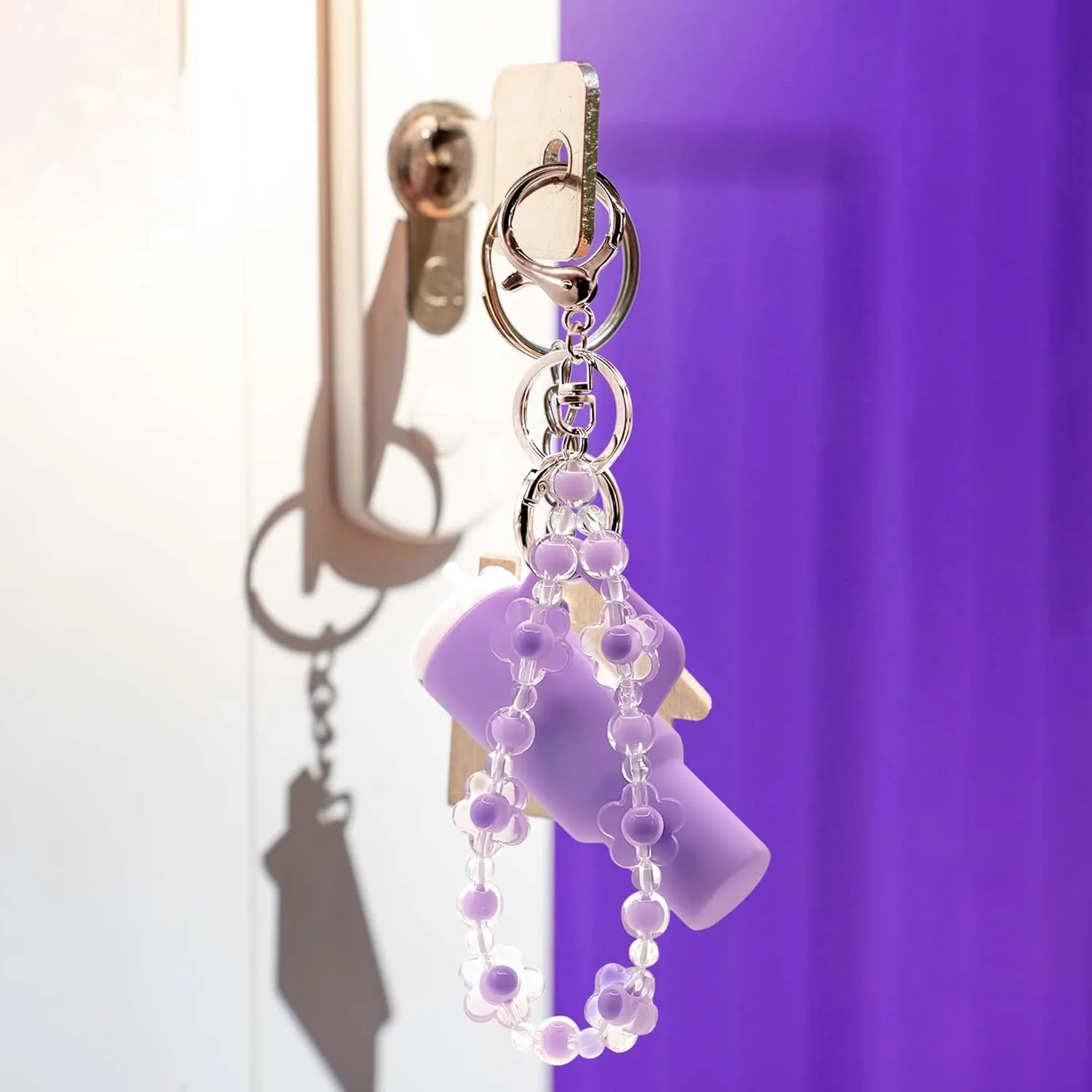 Handmade Wristlet Keychain, Key Ring Bracelet for Women, Bangle Key Chain Holder,Silicone Beads Key Ring
