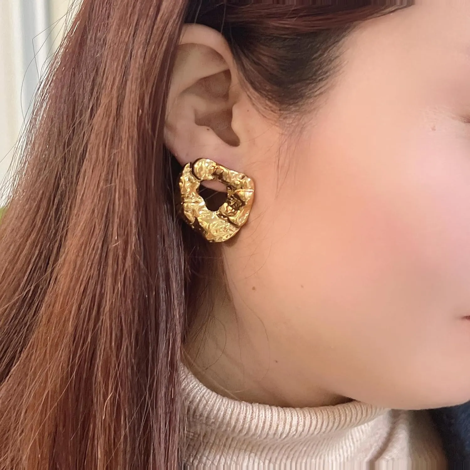 HANGINTHERE Chunky Gold Earrings for Women,18K Gold Plated,Gifts for Women