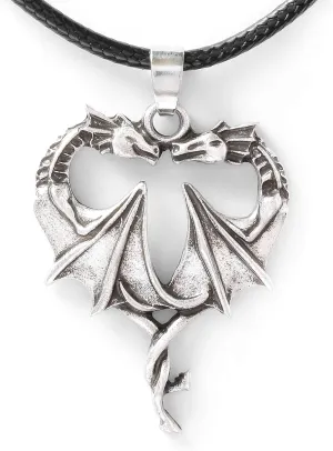 HAQUIL Dragon Necklace, Antique Medieval Dragon Pendant, Faux Leather Cord, Jewelry Gift for Men and Women