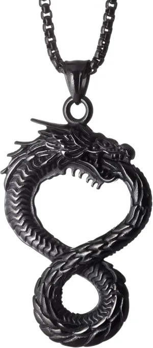 HAQUIL Dragon Necklace, Ouroboros Serpent Dragon Pendant, Dragon Jewelry Gift for Men and Women