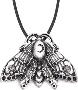 HAQUIL Moth Necklace, Moon Phase Moth Pendant, Wiccan Jewelry Gift for Women