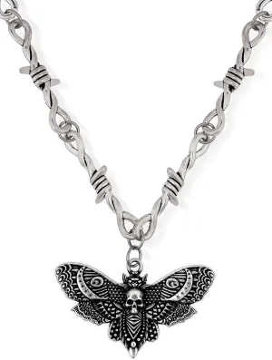 HAQUIL Skull Necklace, Gothic Punk Skull Deathhead Hawkmoth Pendant, Barbed Wire Chain, Skull Jewelry Gift