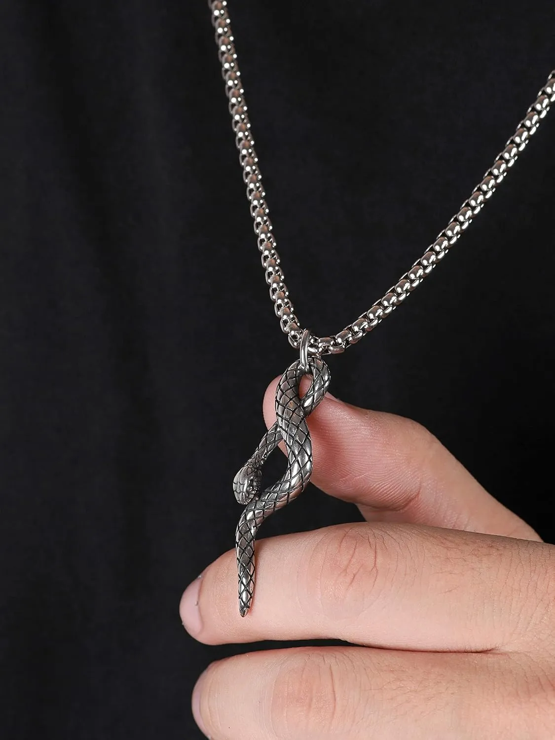 HAQUIL Snake Necklace, Norse Loki Snake Serpent Symbol Pendant, Viking Jewelry Gift for Men and Women