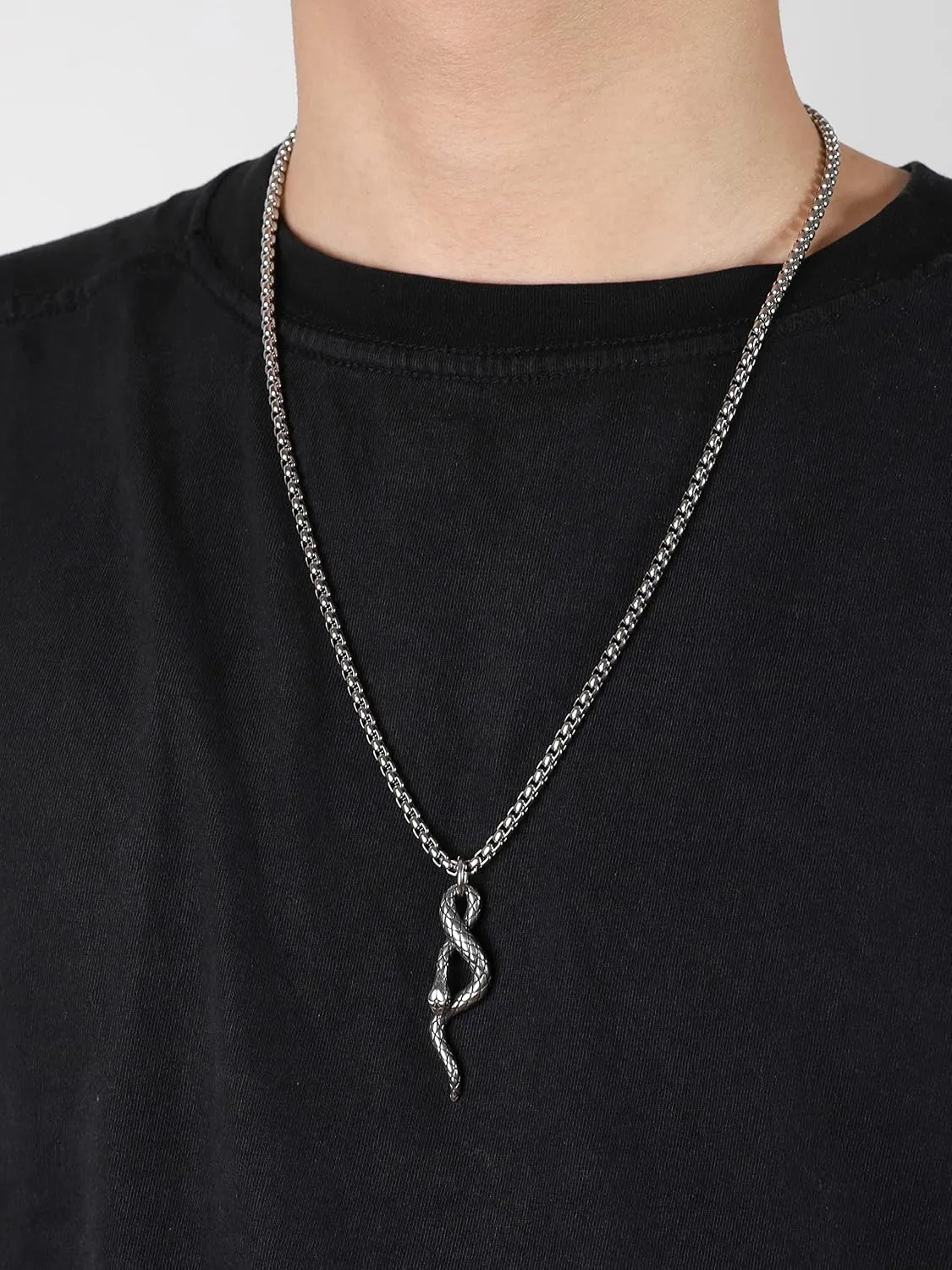 HAQUIL Snake Necklace, Norse Loki Snake Serpent Symbol Pendant, Viking Jewelry Gift for Men and Women