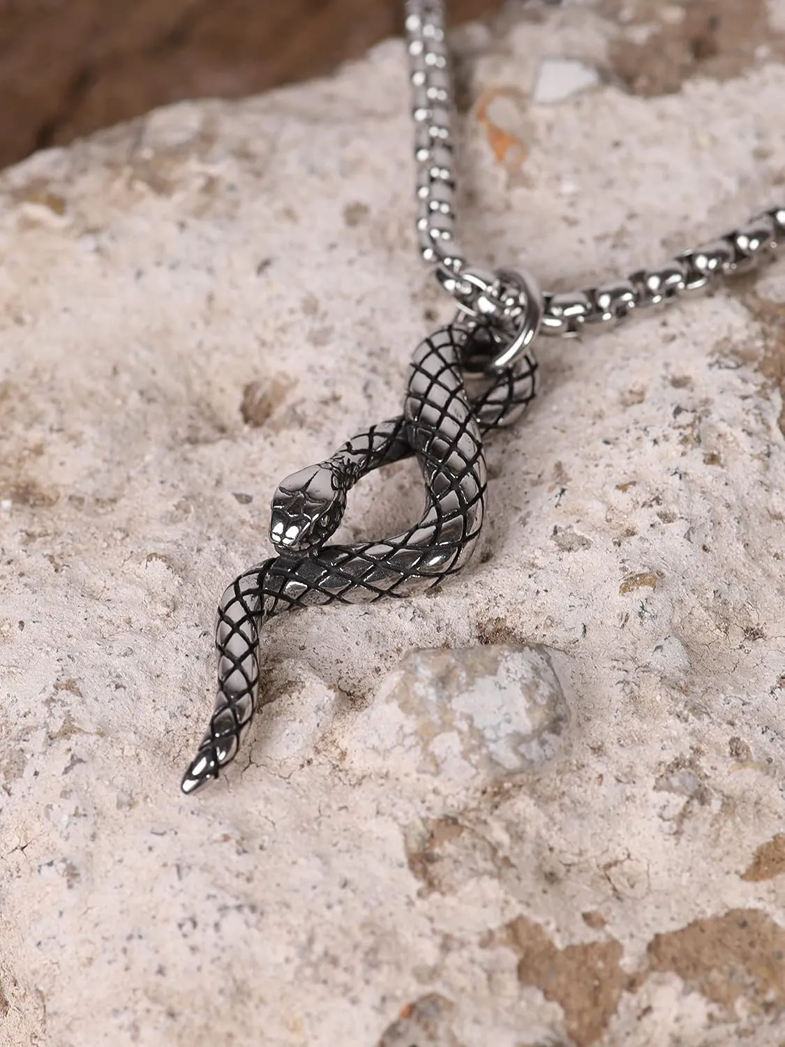 HAQUIL Snake Necklace, Norse Loki Snake Serpent Symbol Pendant, Viking Jewelry Gift for Men and Women