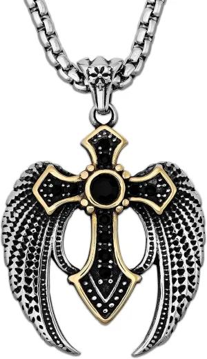 HAQUIL Stainelss Steel Cross Necklace, Box Chain, Cross Jewelry Gift for Men and Women