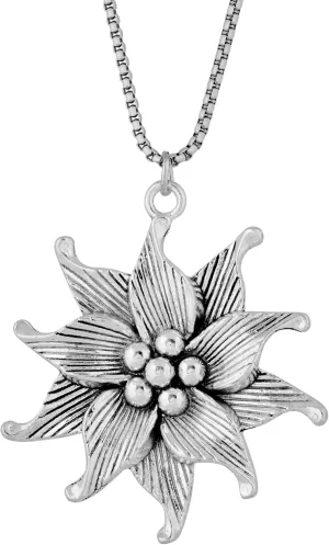 HAQUIL Vintage Antique Flower Pendant Necklace, Box Chain, Statement Jewelry Gift for Women