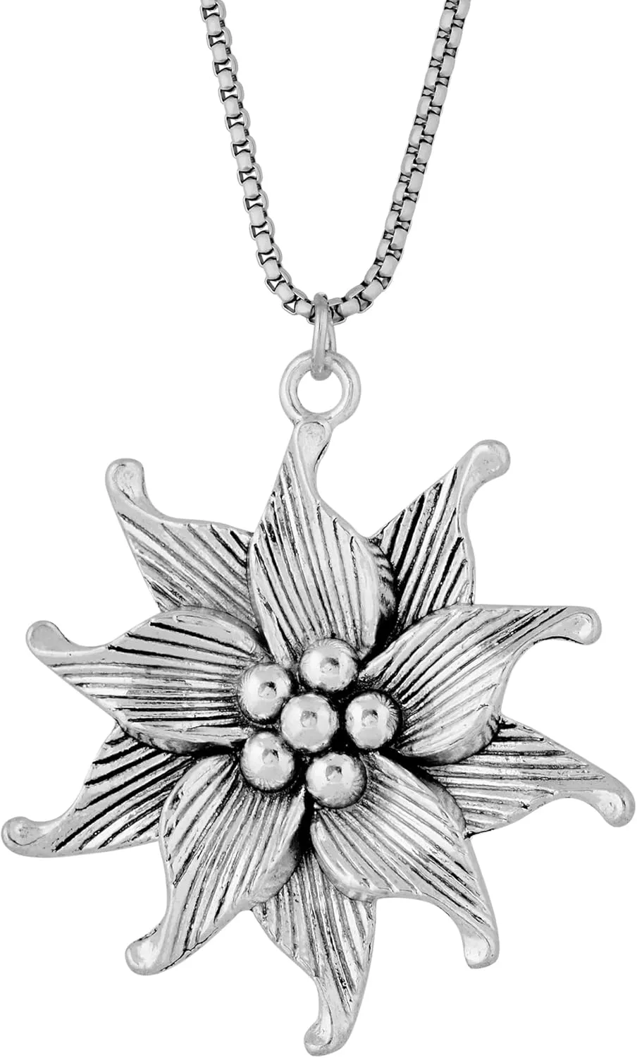 HAQUIL Vintage Antique Flower Pendant Necklace, Box Chain, Statement Jewelry Gift for Women