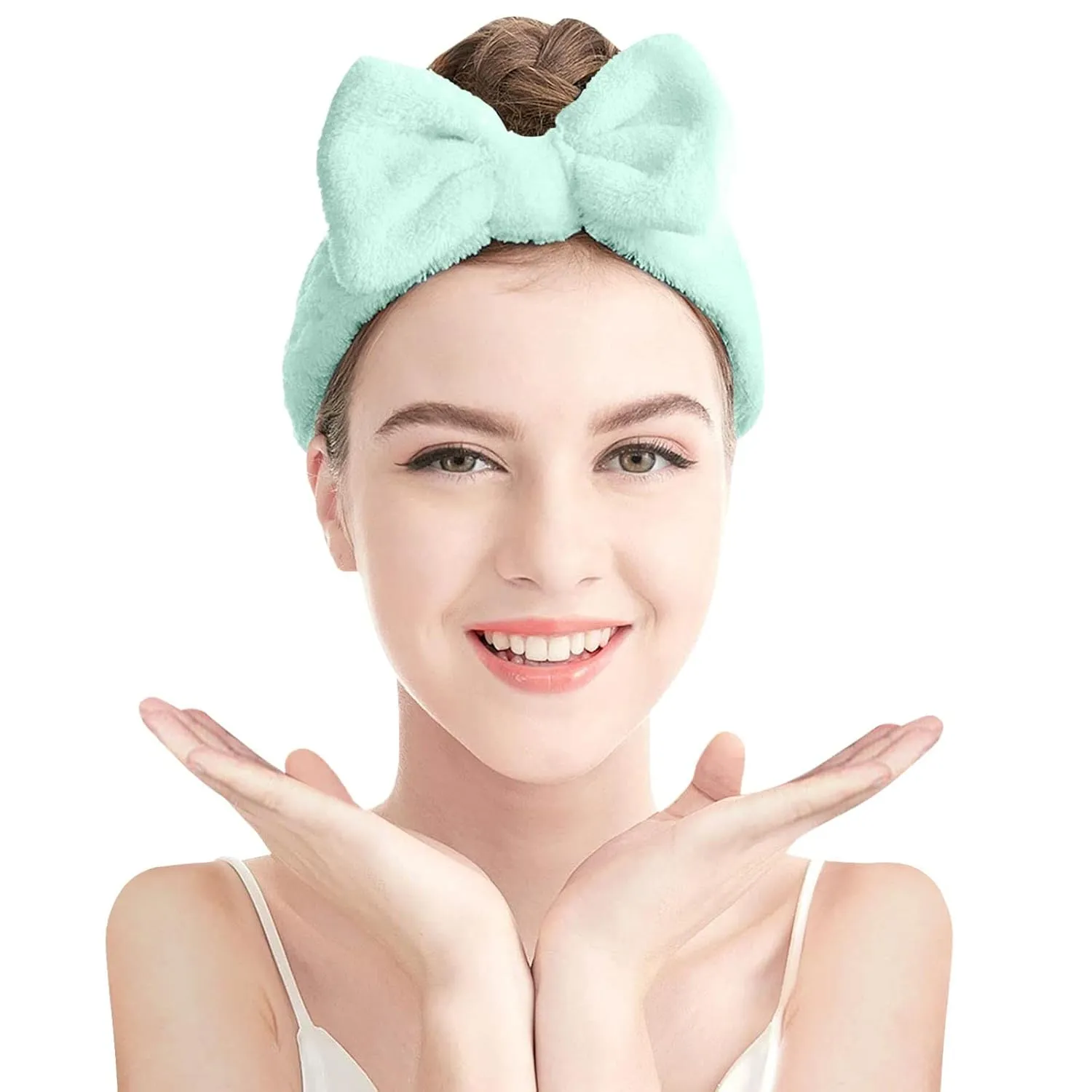 Head band for Women Girls Bowknot Bow Makeup Headbands Soft Coral Fleece Hair Band
