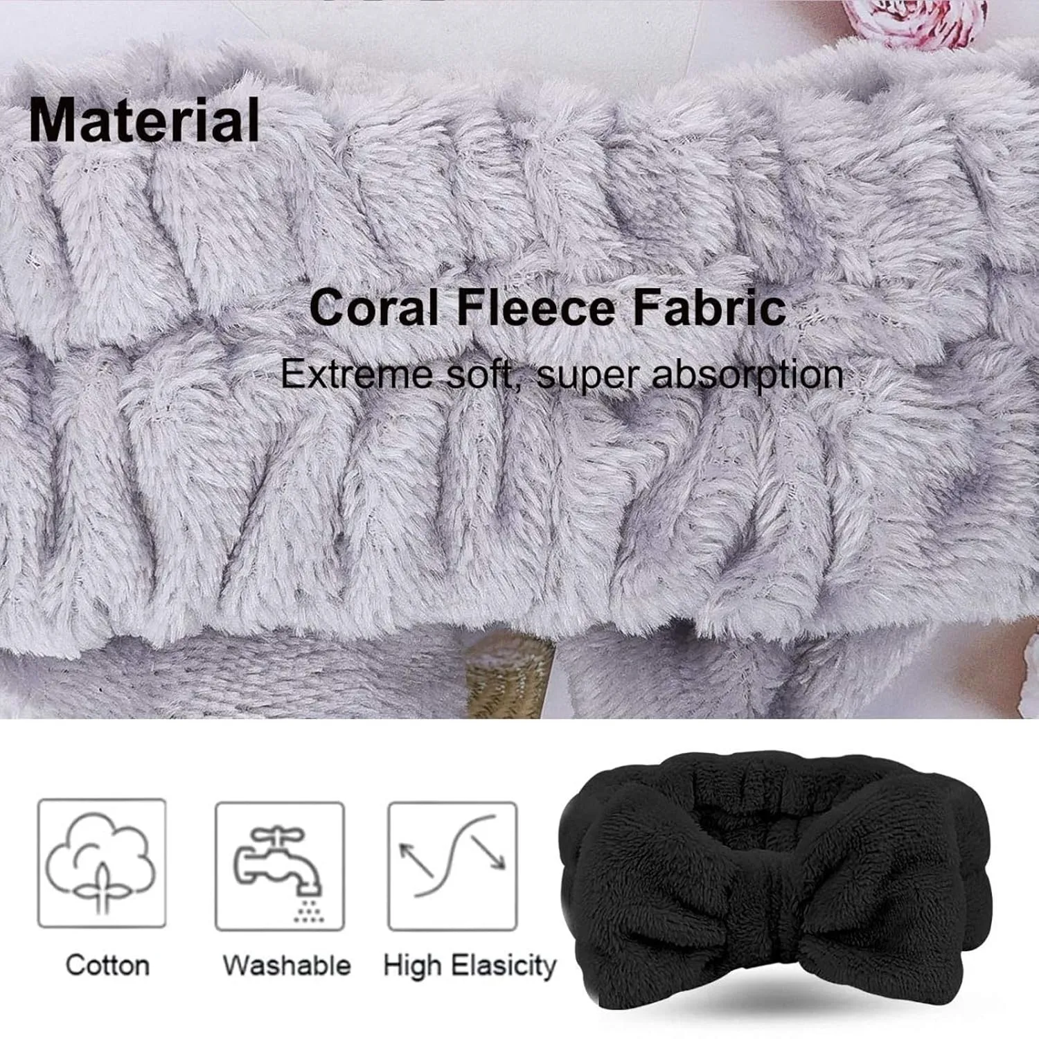 Head band for Women Girls Bowknot Bow Makeup Headbands Soft Coral Fleece Hair Band