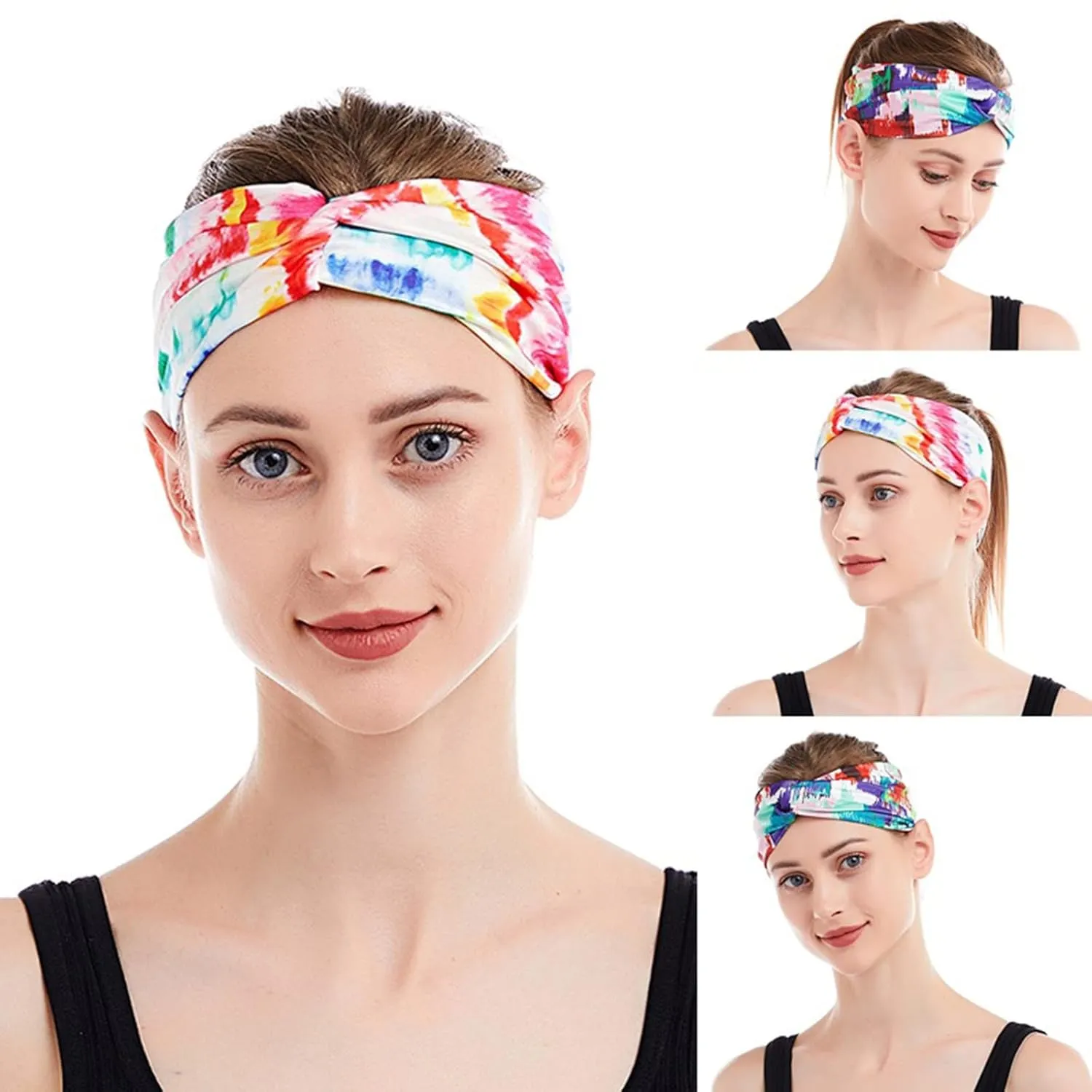 Headbands for Women and Girls Boho Bandeau Headbands Floral Printed Head Scarfs Fashion Hair Accessories