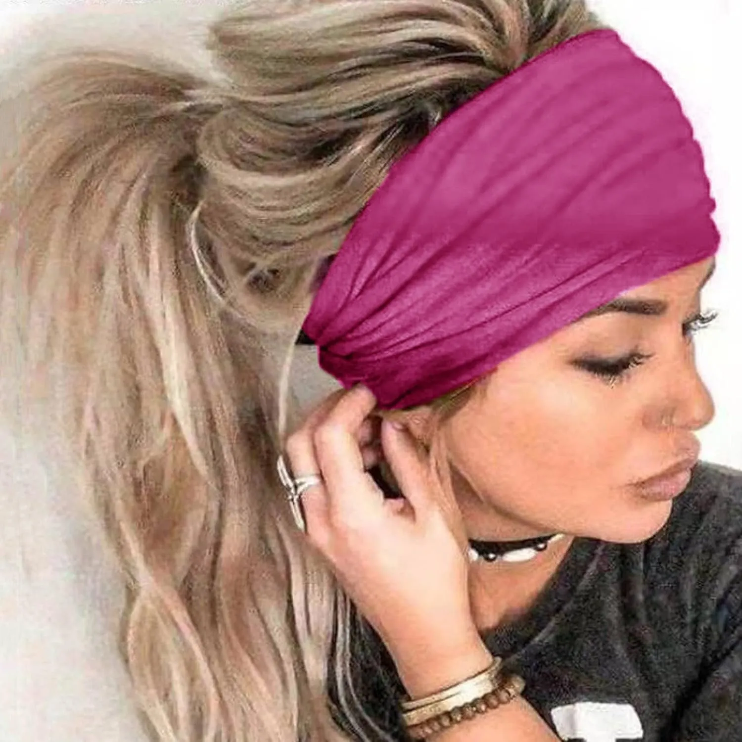 Headbands For Women Boho Bandeau Headbands Floral Printed Non Slip Headbands Outdoor Hair Accessories