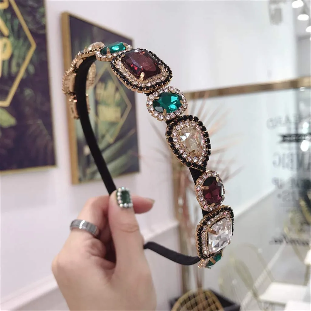 Headbands for Women Girls Beaded Hair Hoop Headband Rhinestone Crystal Elastic hairbands Hair Accessories Jewelry