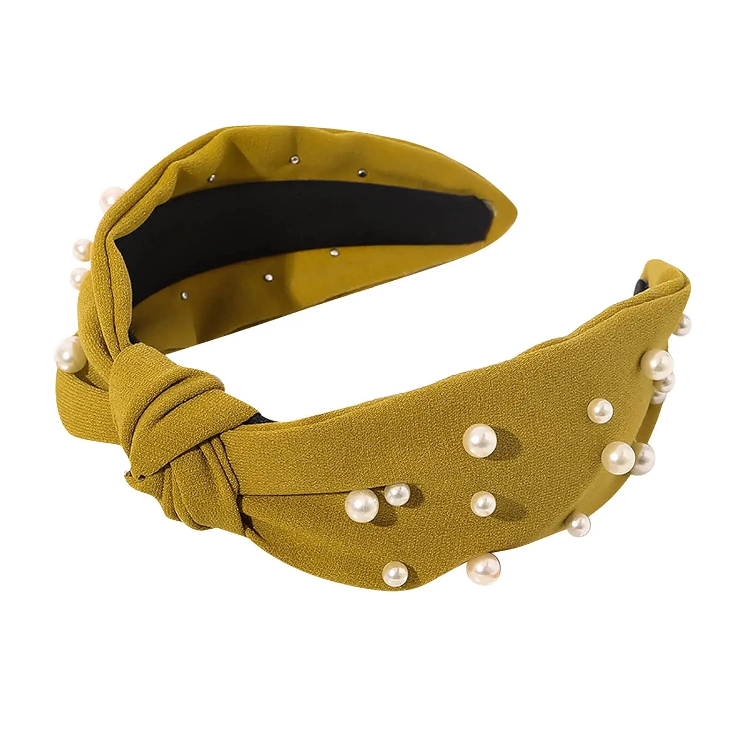 Headbands for Women Girls Pearls Knotted Head Bands Elastic Rhinestone Hair Bands Hair Accessories Jewelry