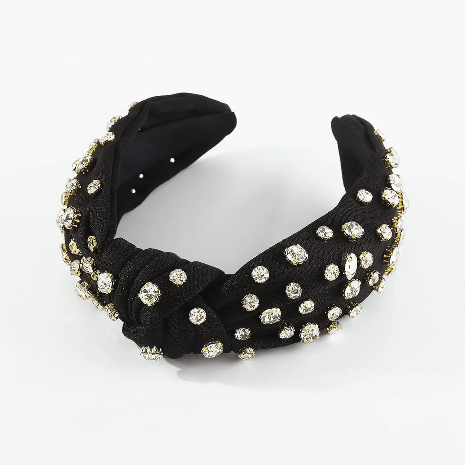 Headbands for Women Girls Pearls Knotted Head Bands Elastic Rhinestone Hair Bands Wedding Hair Accessories