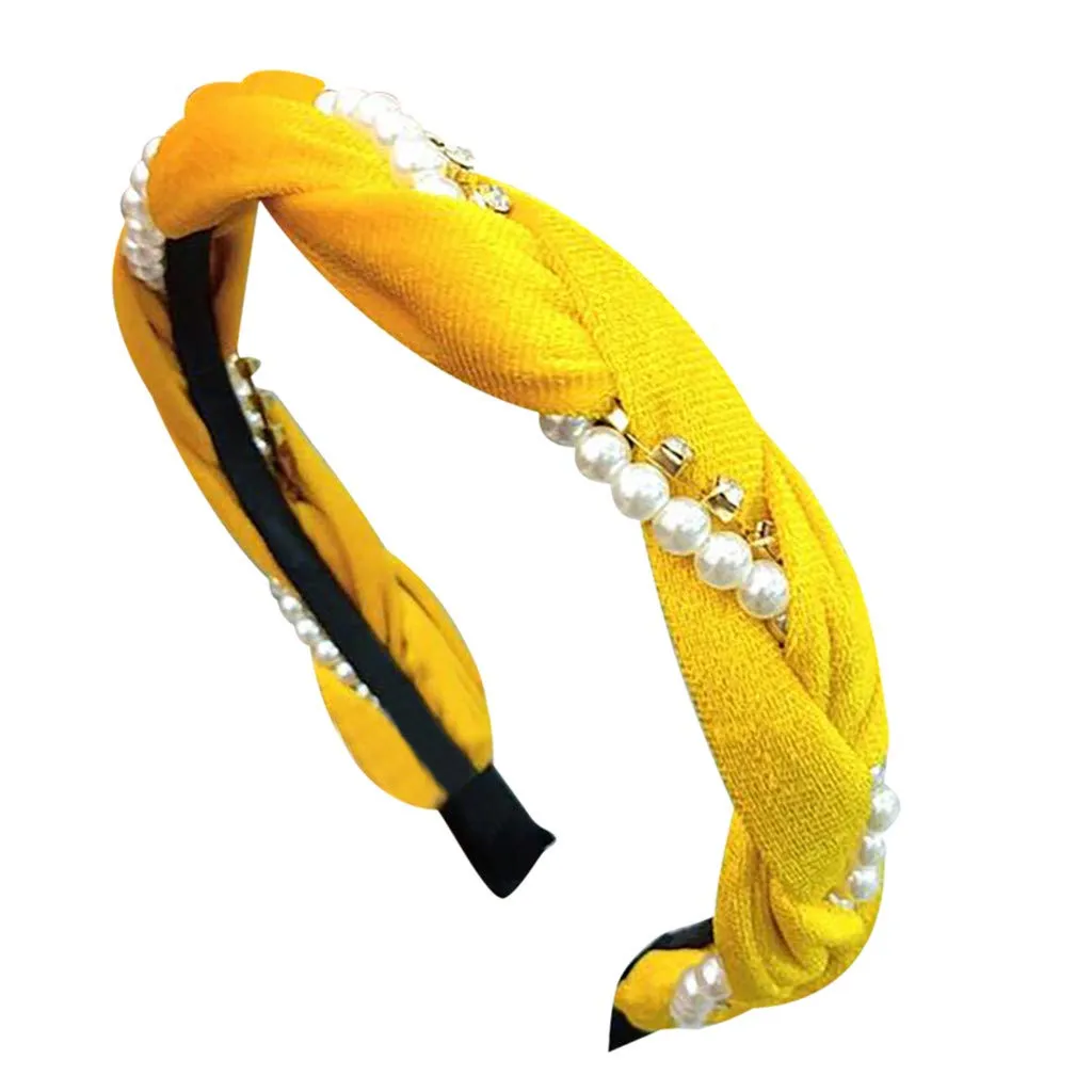 Headbands for Women Girls Vintage Flower Printed Headband Elastic Rhinestone Hair Bands Wedding Hair Accessories