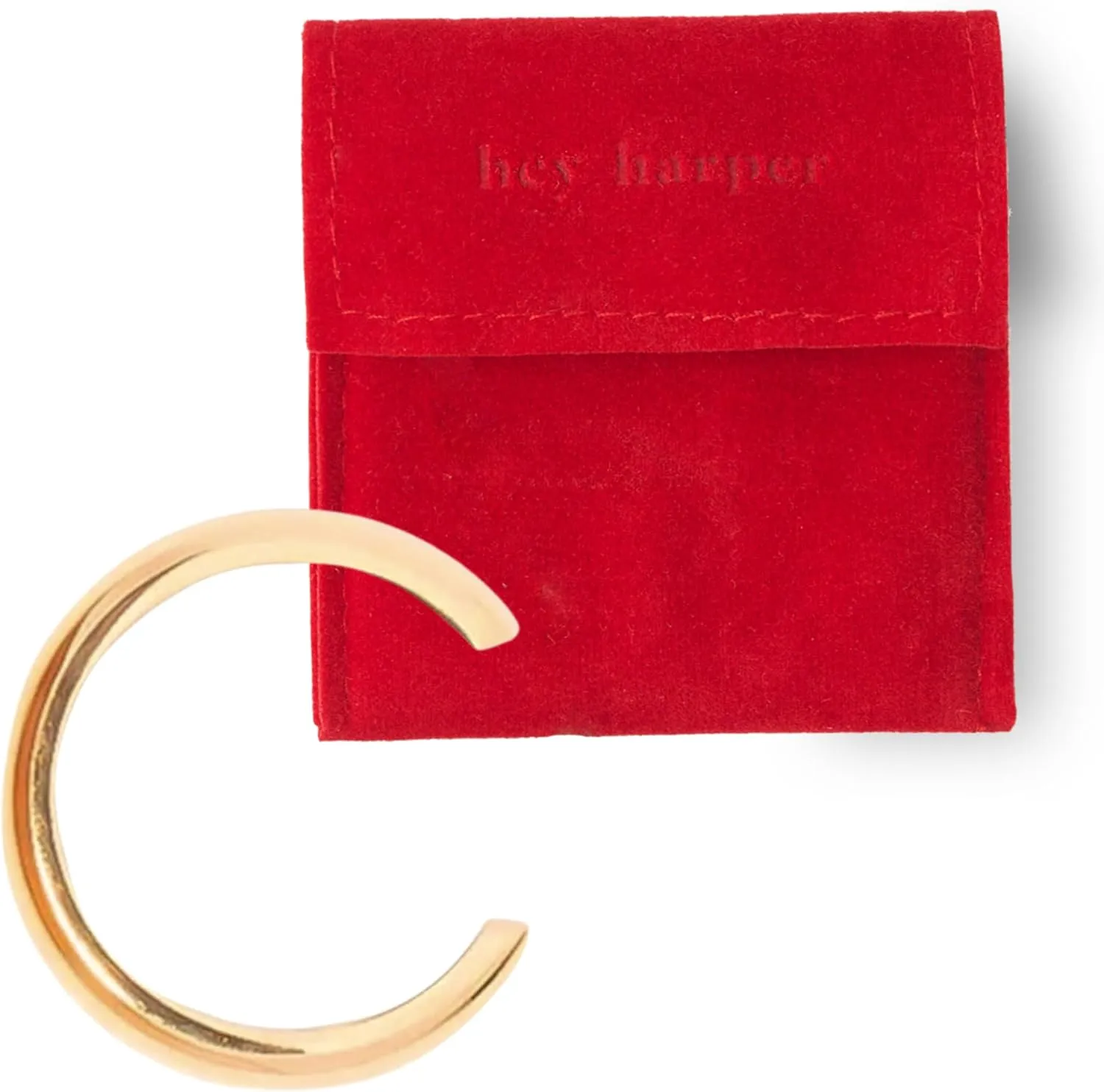 Hey Harper Gold Cuff Earrings - Bangle Trendy Chunky Non Tarnish Gold Cute Stackable Waterproof Earring - Gift for Women - Simple Minimalist Unique Statement Jewelry