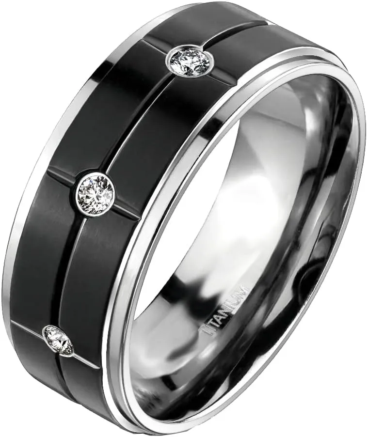 His and Hers Black Wedding Ring Set Matching Couples Rings for Women Men Him Her