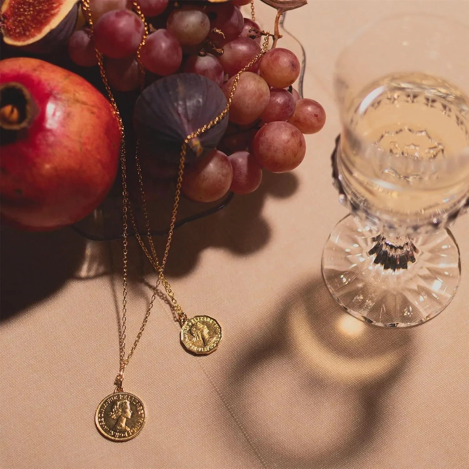HOBBY OF KINGS Coin Necklace - Vintage Medallion Pendant in 18K Gold Plated Finish - British, Italian, Greek, U.S., French & Spanish Coins - Elegant Gift Jewelry