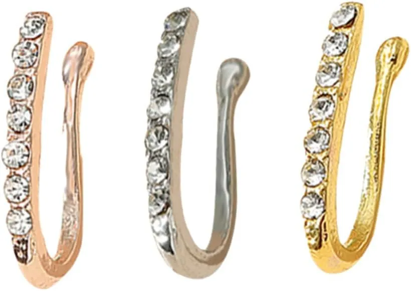 Homoyoyo Elegant U-shaped Nose Set No Nose Rings Faux Piercing Jewelry Alloy Nose Clips for Wedding Travel Souvenirs, alloy, alloy