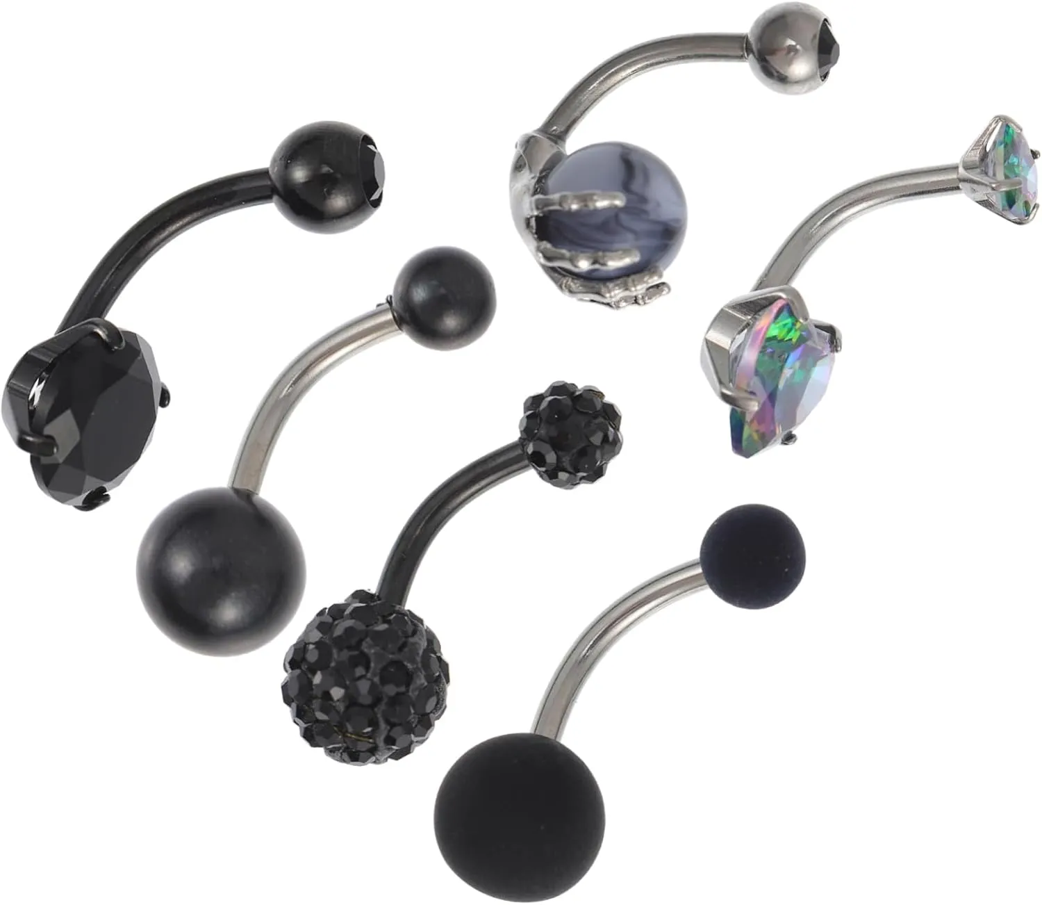 Homoyoyo Fashionable 6pcs Belly Button Rings Set Non Tarnishing for Dance Parties and