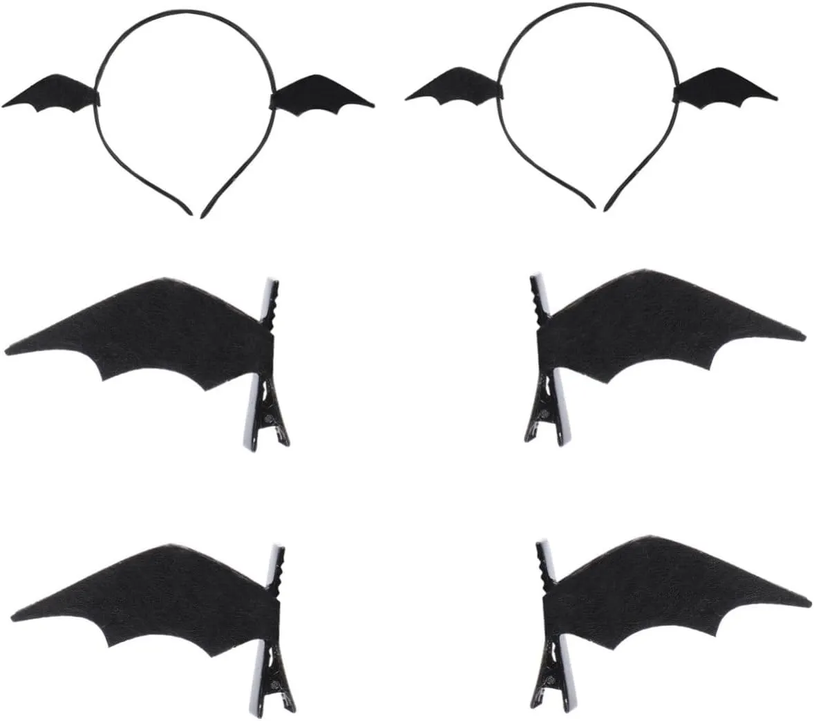 Homoyoyo Hair Clips Halloween Headband 6 Pack Bat Headband Set Devil Bat Wings for Women Girls