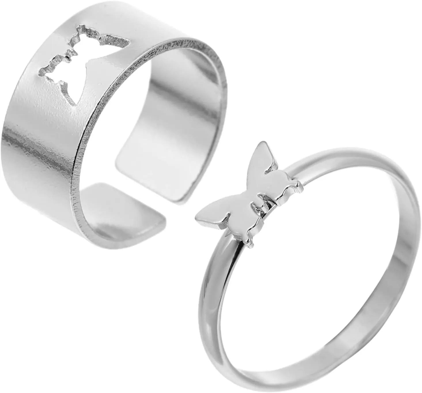 Homoyoyo Matching Ring Set Couples' Fashionable Decorative Rings Romantic Silver Finger Jewelry for Couples