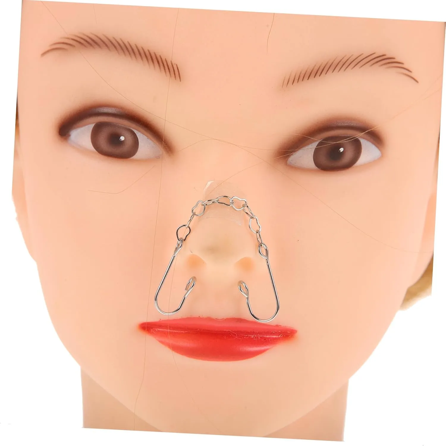 Homoyoyo Nose Rings Metal Nose Rings Chain Nose Ring Hoops Heart Women for Simple Thin Titanium Nose Hoop Shaped