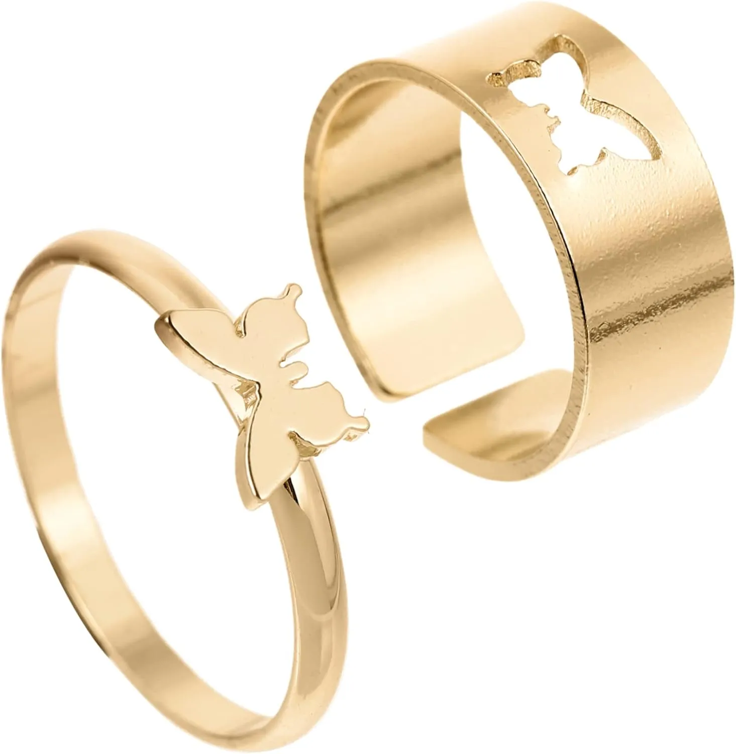 Homoyoyo Romantic Couples Ring Set 2pcs Finger Rings Unique Lover Present for Girlfriend High Polished