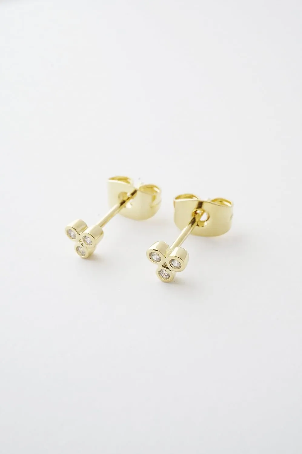 HONEYCAT Crystal Trinity Studs in Gold, Rose Gold, or Silver | Minimalist, Delicate Jewelry
