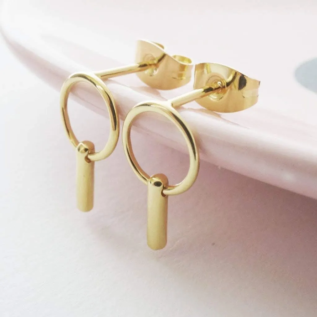 HONEYCAT Link Bar Earrings in Gold, Rose Gold, or Silver | Minimalist, Delicate Jewelry (Gold)
