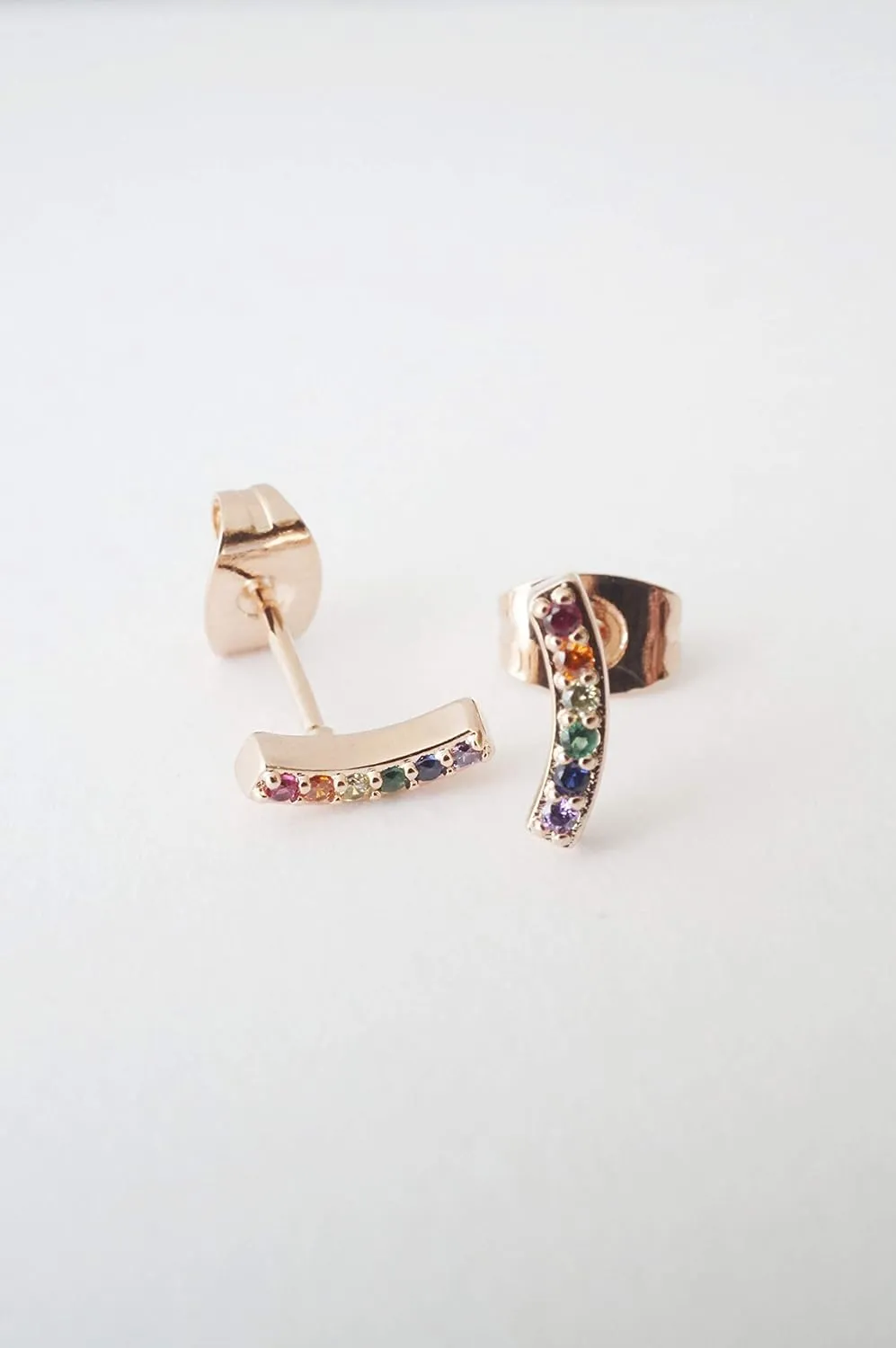 HONEYCAT Rainbow Crystal Arc Earrings in Gold, Rose Gold, or Silver | Minimalist, Delicate Jewelry