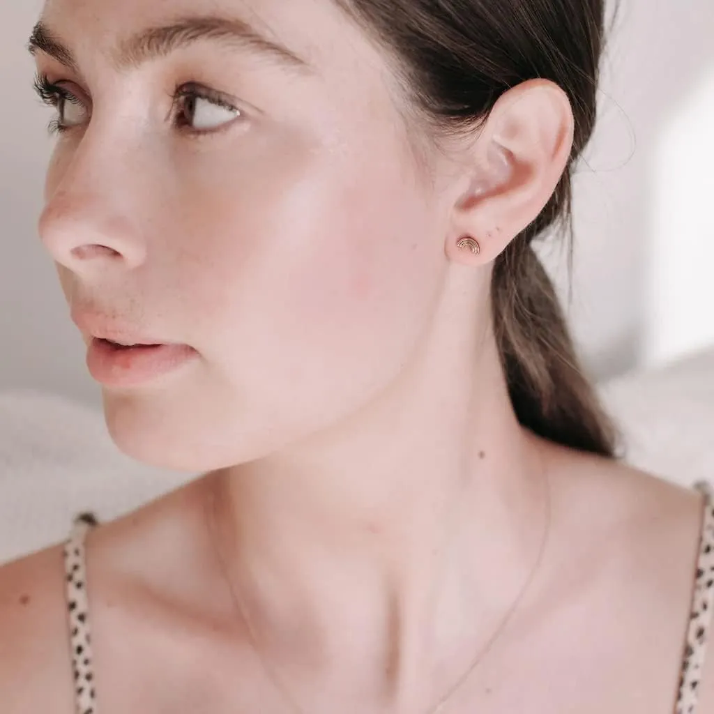 HONEYCAT Tiny Rainbow Studs in Gold, Rose Gold, or Silver | Minimalist, Delicate Jewelry