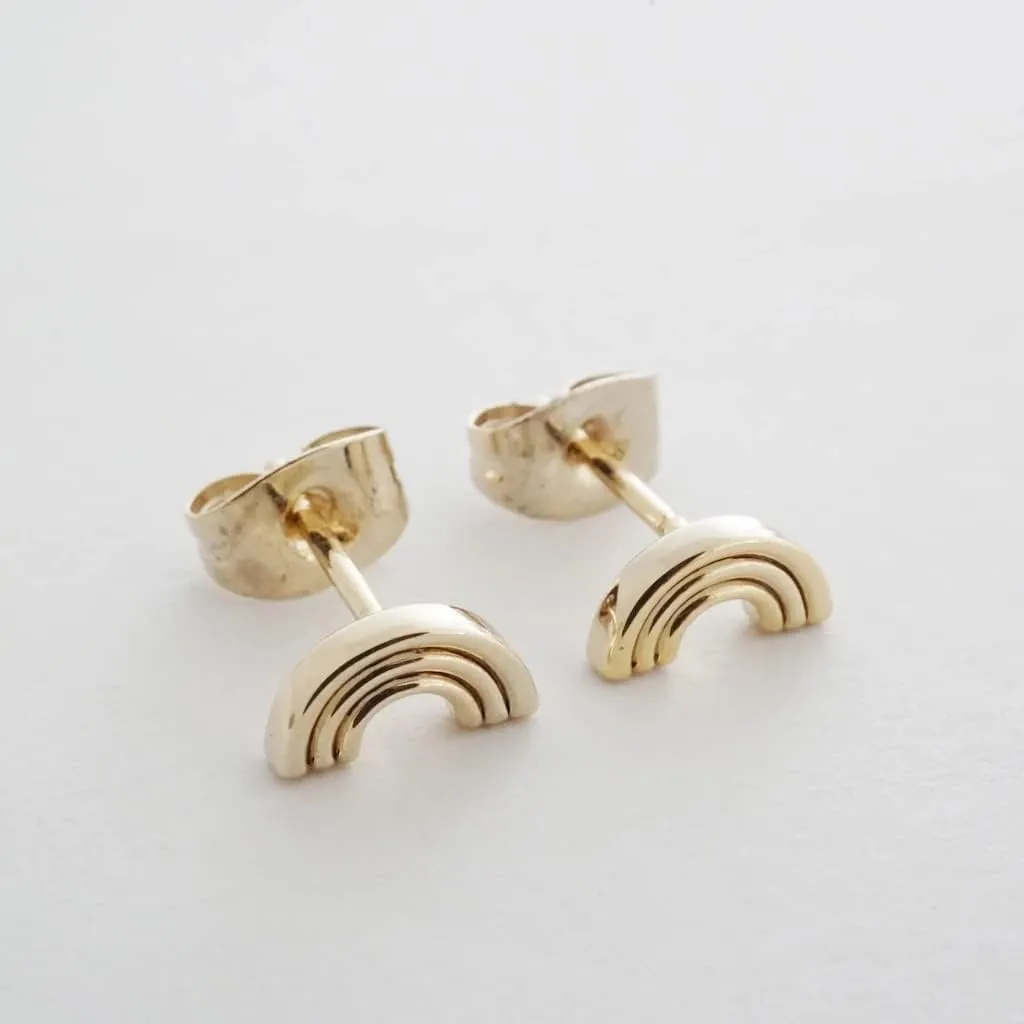 HONEYCAT Tiny Rainbow Studs in Gold, Rose Gold, or Silver | Minimalist, Delicate Jewelry