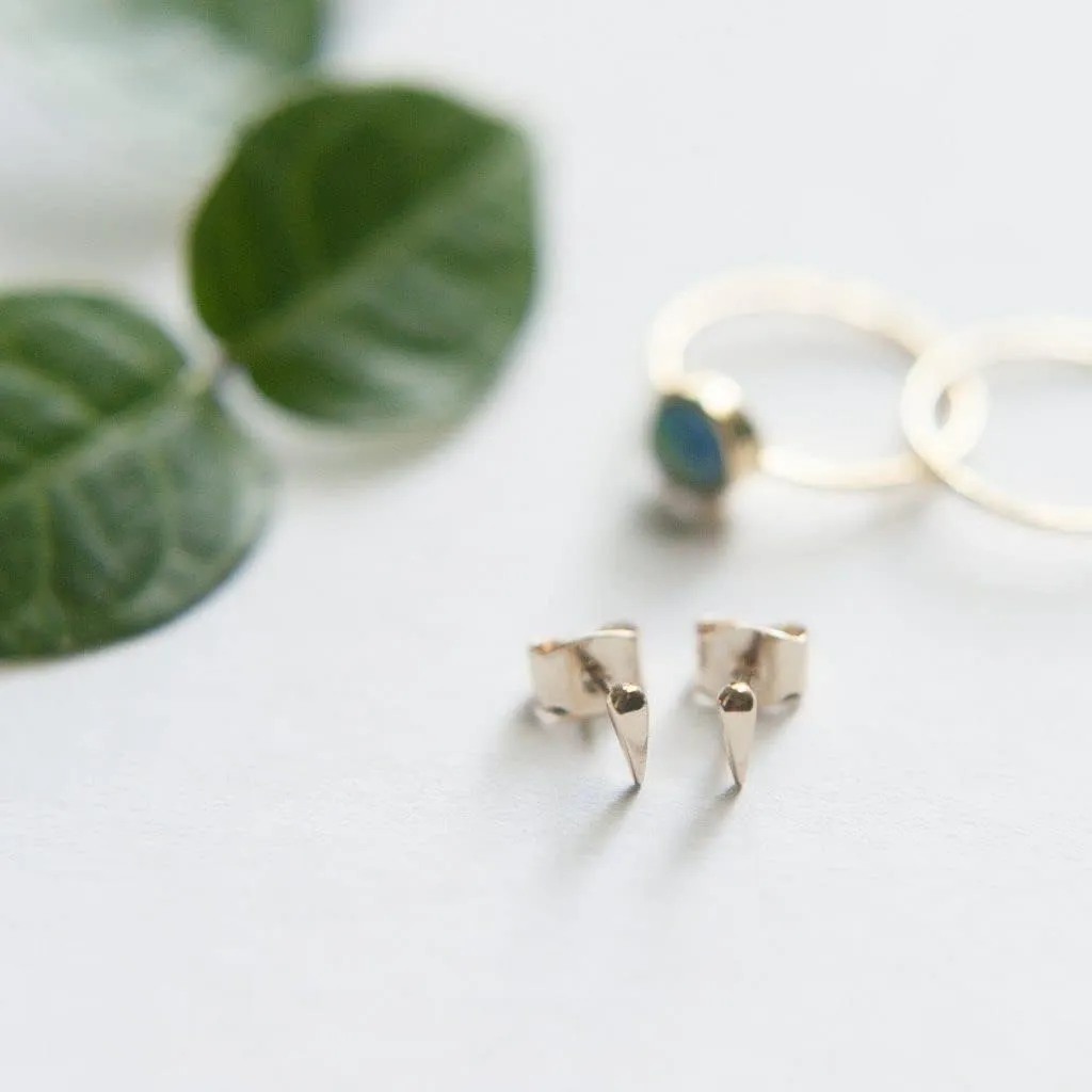 HONEYCAT Tiny Tusk Fang Bar Stud Earrings in Gold, Rose Gold, or Silver | Minimalist, Delicate Jewelry