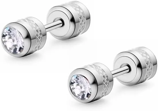 Hypoallergenic double sided diamond Stud Earrings For Womens Men Secure Safety Screw back Cartilage CZ Stud Earrings