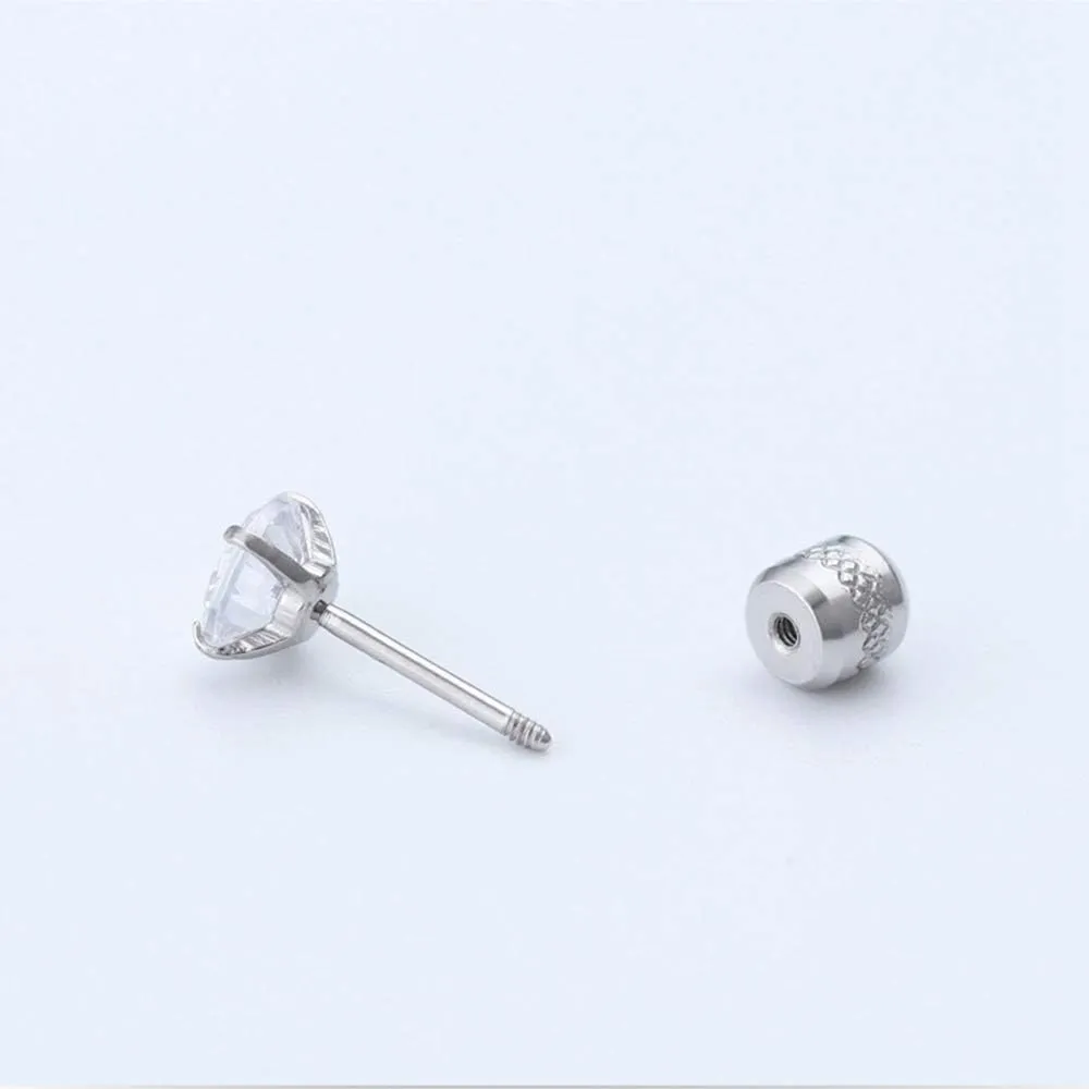 Hypoallergenic double sided diamond Stud Earrings For Womens Men Secure Safety Screw back Cartilage CZ Stud Earrings