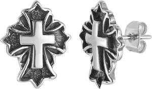 HZMAN Cross Stud Earring for Men Women Stainless Steel Retro Hypoallergenic Lightweight Small Cross Earring Jewelry Gift