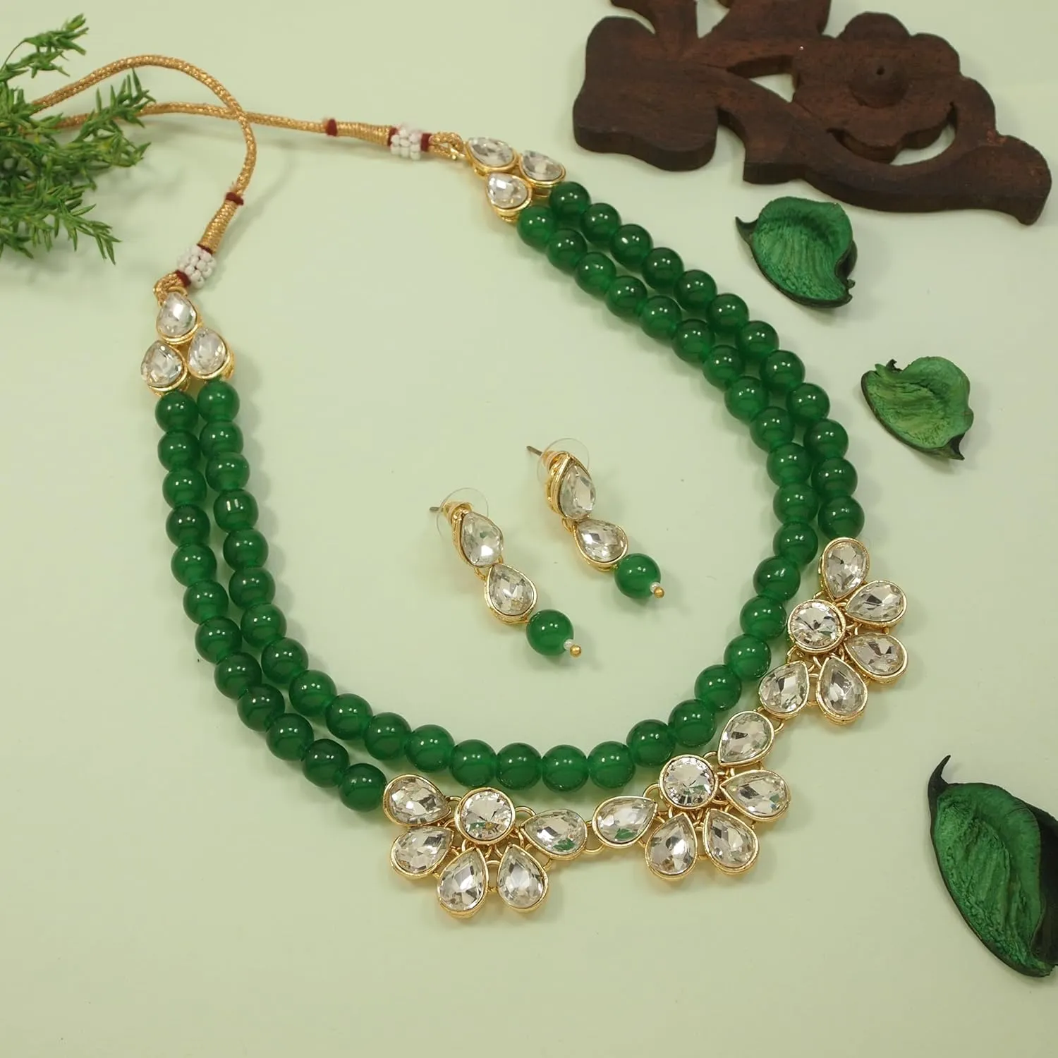 I Jewels Gold Plated Indian Wedding Bollywood Kundan & Pearls Necklace Jewellery Set with Earrings for Women (IJ360)
