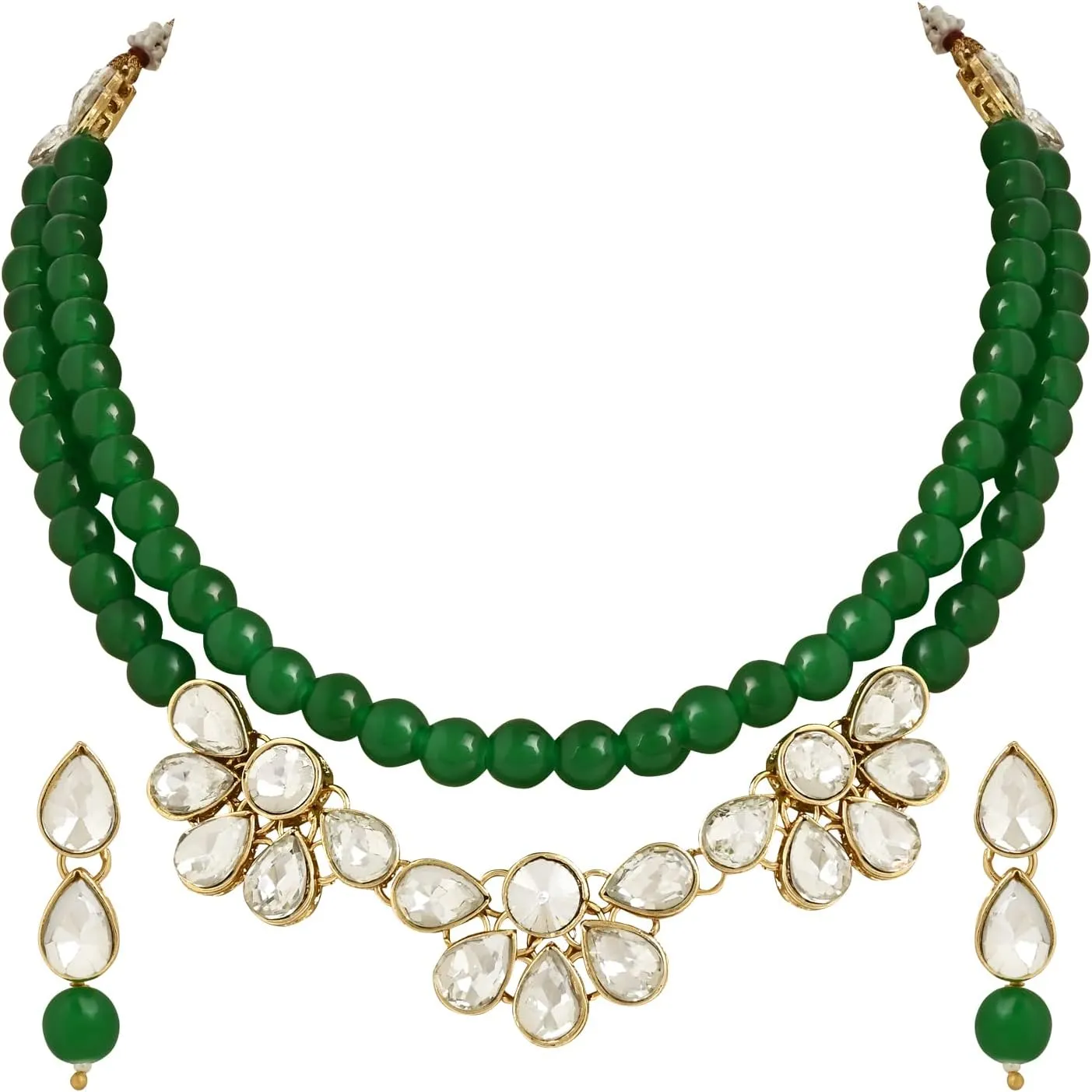 I Jewels Gold Plated Indian Wedding Bollywood Kundan & Pearls Necklace Jewellery Set with Earrings for Women (IJ360)
