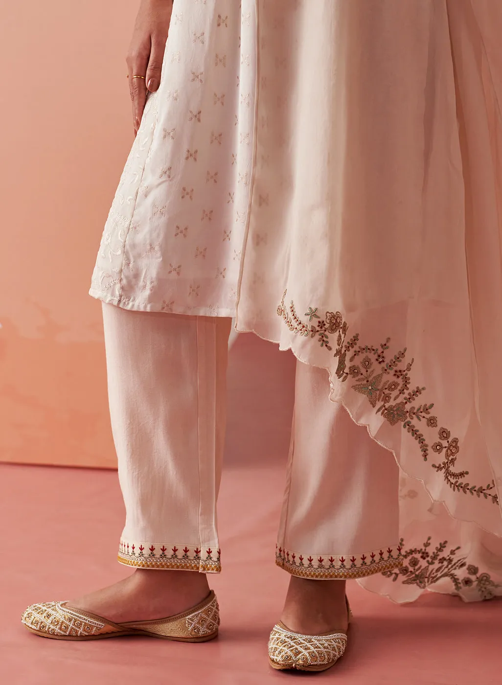 Imara Ivory Embroidered Georgette Kurta Set for Women