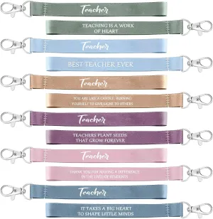 Inbagi 30 Pcs Teacher Appreciation Keychains Gifts Bulk Christmas Teacher Keychain Gift with Inspirational Quote Party Favors(Bright Color)