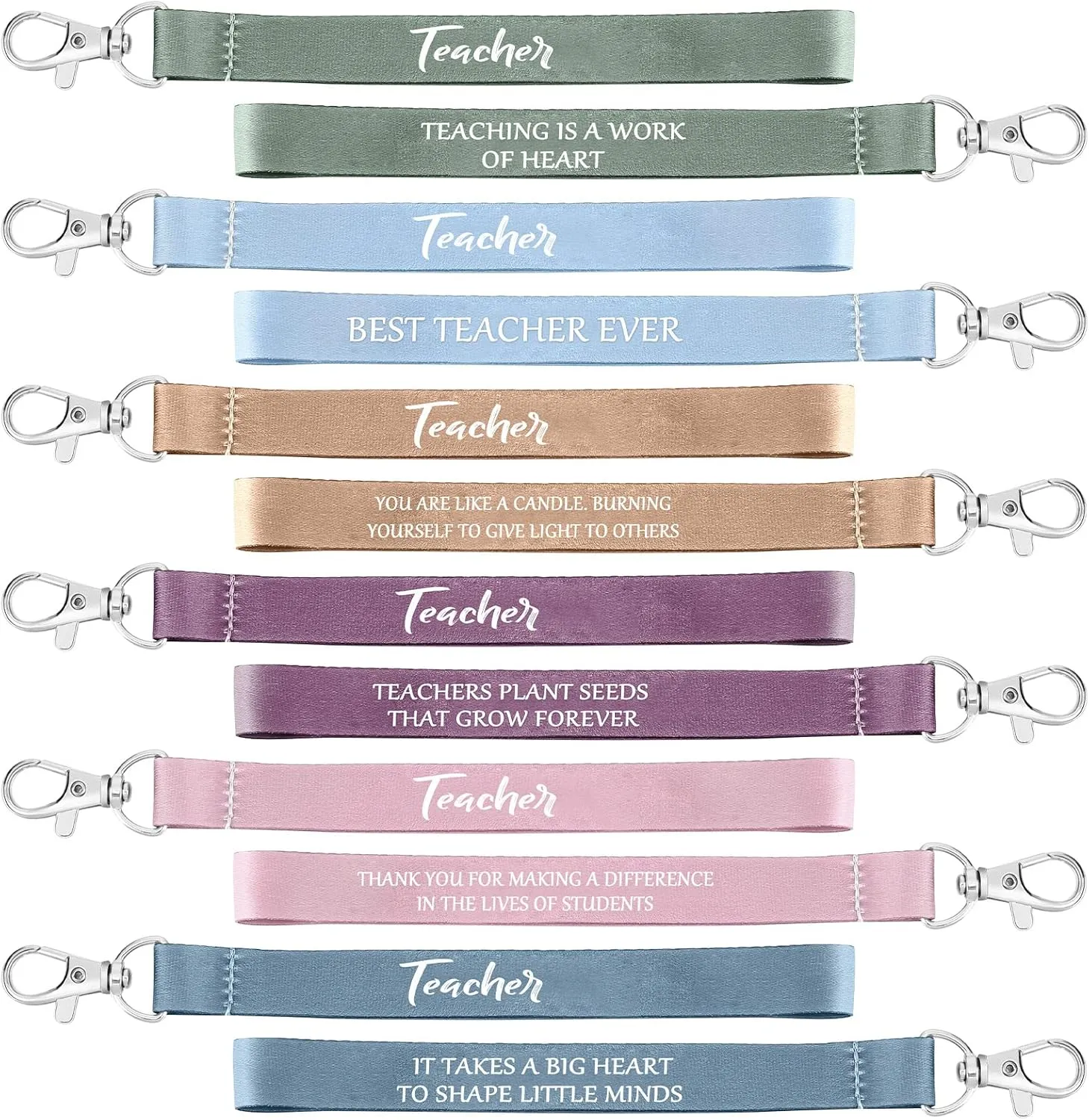 Inbagi 30 Pcs Teacher Appreciation Keychains Gifts Bulk Christmas Teacher Keychain Gift with Inspirational Quote Party Favors(Bright Color)