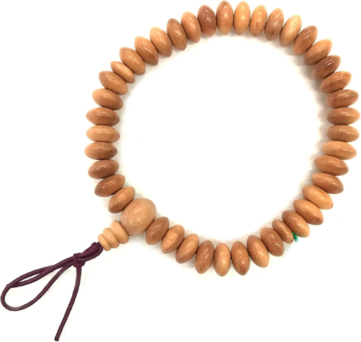 Indian Sandalwood Flat Beads Bracelet Japanese Rosary Mala Juzu Handmade Craft Bracelet for Unisex Gifts for him