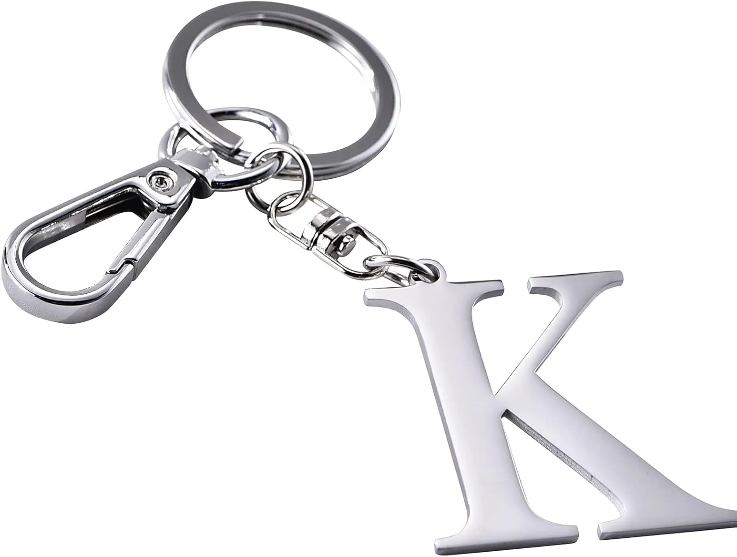 Initial Letter Key chain Silver for Men Women Bright 304 Stainless Steel Gold Alphabet Keychain Ring for Girls Boys