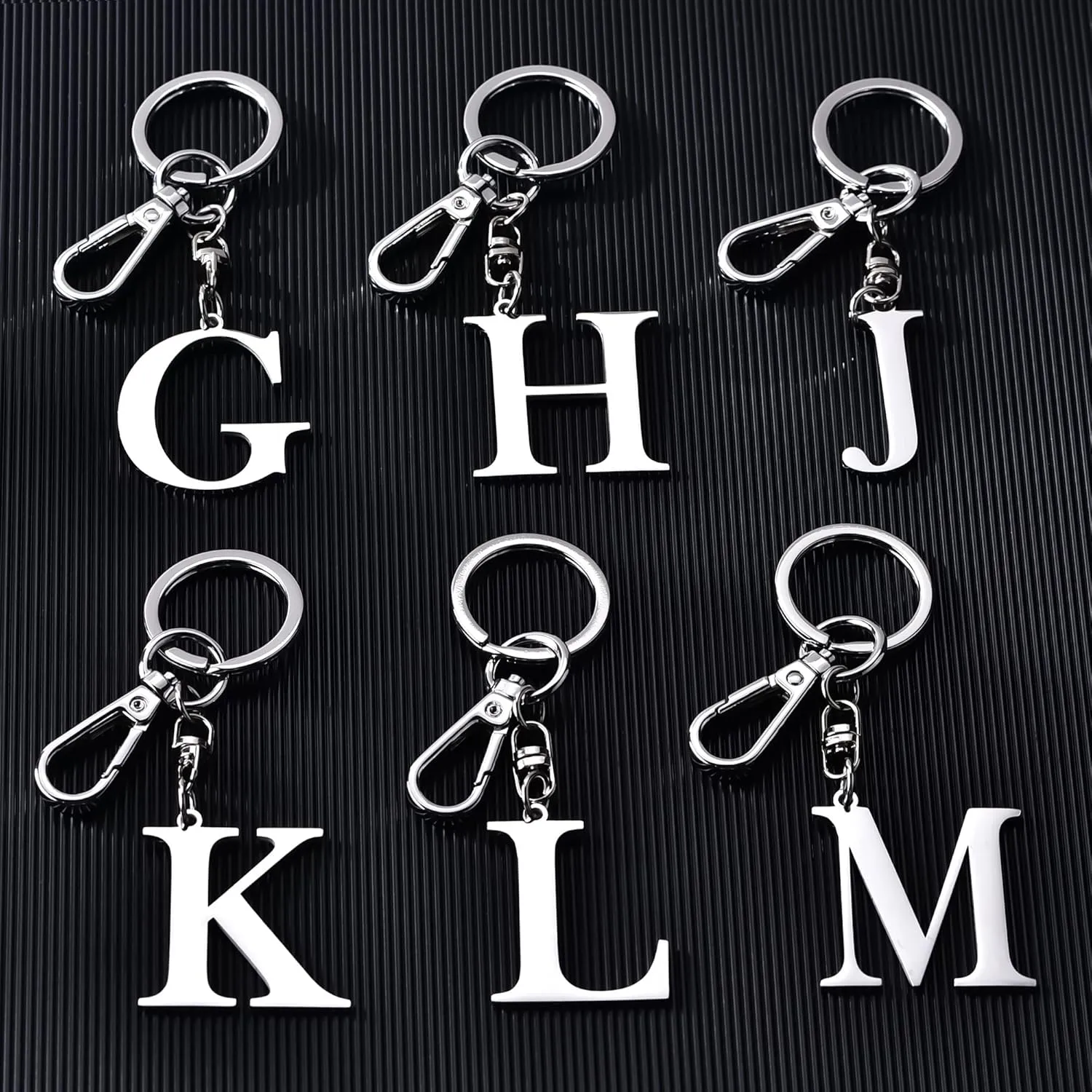 Initial Letter Key chain Silver for Men Women Bright 304 Stainless Steel Gold Alphabet Keychain Ring for Girls Boys