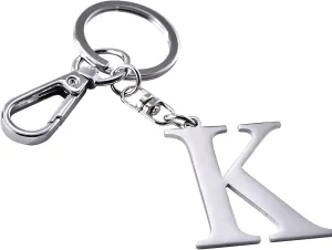 Initial Letter Key chain Silver for Men Women Bright 304 Stainless Steel Gold Alphabet Keychain Ring for Girls Boys