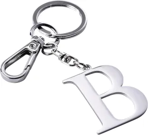 Initial Letter Key chain Silver for Men Women Bright 304 Stainless Steel Gold Alphabet Keychain Ring for Girls Boys