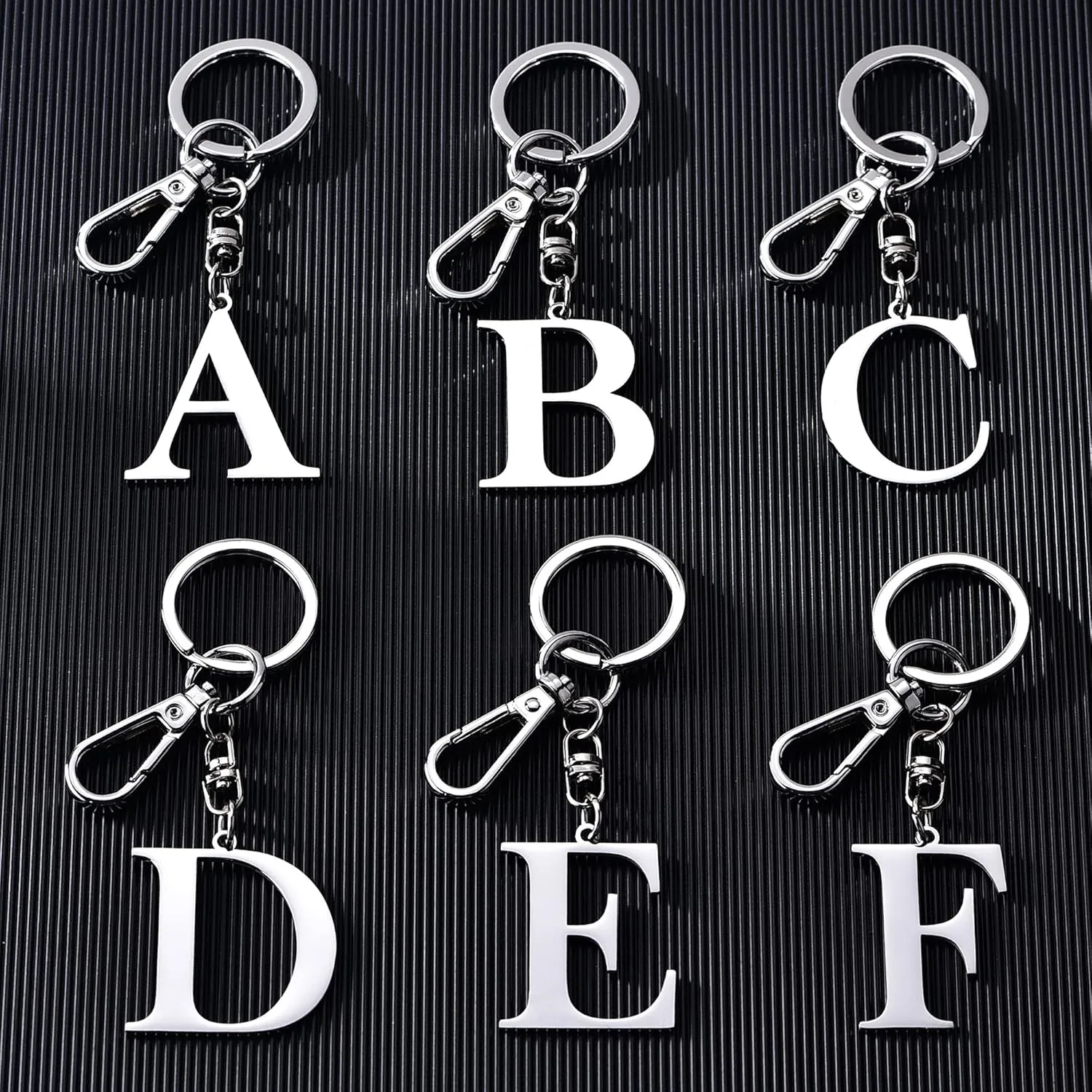 Initial Letter Key chain Silver for Men Women Bright 304 Stainless Steel Gold Alphabet Keychain Ring for Girls Boys